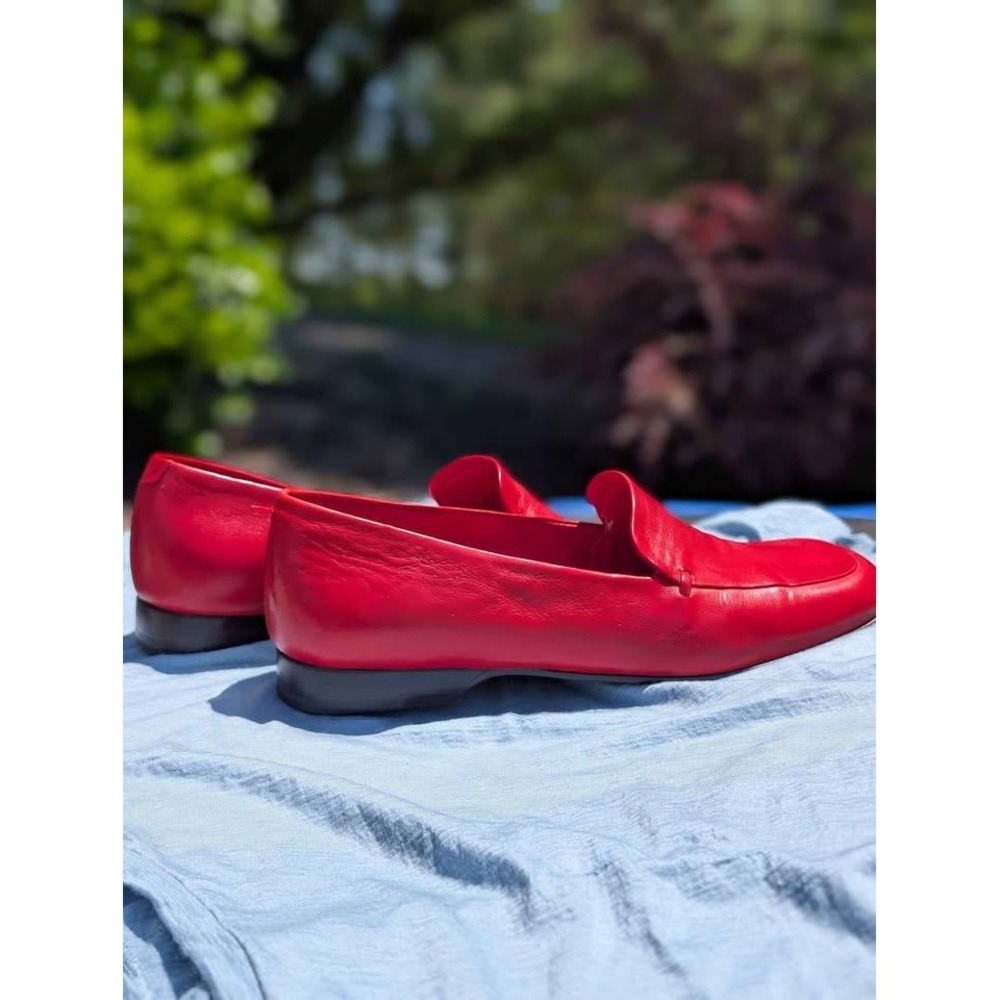 Antonio Melani Red Leather Loafers Women's 6M Italian Leather Flats - Picture 5 of 9